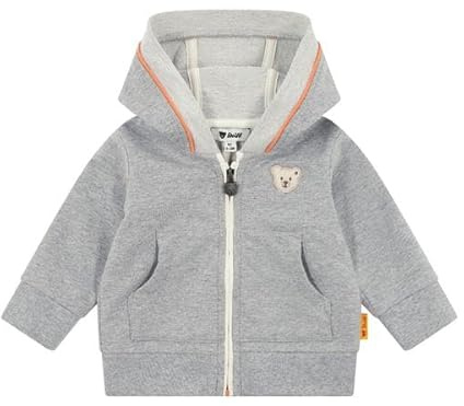 Steiff Sweatjacke EU Größe 56 drizzle, Sweat-Jacke, Kapuzen-Jacke für Kleinkinder, weich und bequem, Kinder Sweatshirt, waschmaschinenfest