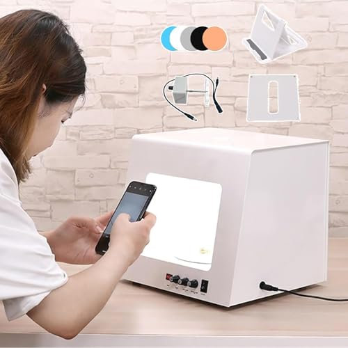 twostronking Mini Estudio Fotográfico, con Plato Giratorio Eléctrico De 360°, Temperatura De Color Ajustable De 3000 a 5500 K, Rotación Bidireccional, Adecuada para Exposiciones De Joyería,TB300