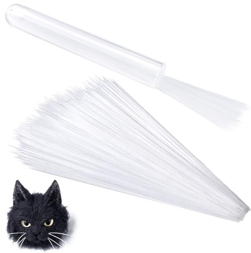 Pndeyo 250 bigotes de gato simulados para disfraz de cara, suministros de bigotes de animales de 2 pulgadas para manualidades, fieltro de aguja, color blanco