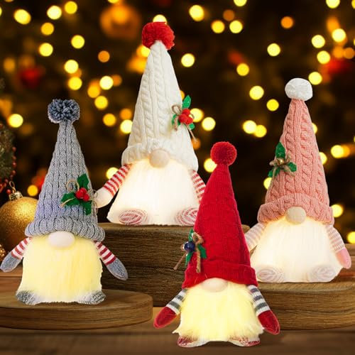 UCAMP Weihnachten Deko Wichtel mit Licht,4pcs Weihnachtswichtel Figuren LED,Weihnachtszwerg Weihnachtsdekoration,Set Wichtel Figuren Weihnachten Dekoration Weihnachts Tisch Deko