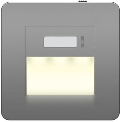 LIDER Full Guide Light with PIR Motion Sensor, In-Wall Auto Night Light | No Earth, Neutral Required, Adjustable Brightness & Time Delay, Glossy, Space Grey, Not Plug-In Version, UKCA Certified