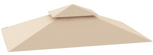 Outsunny Ersatzdach für Grillpavillon 1,5 m x 2,4 m nur Ersatzdach, doppelstöckige Schutzabdeckung, wasserabweisend Überdachung für den Außenbereich, Dach passend für Outdoor-Grillzelt, Beige