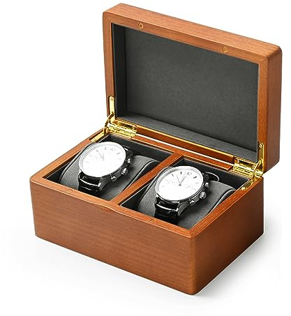 Oirlv Massivholz Uhrenbox für 2 Uhr,Uhrenaufbewahrung(Dunkelgrau/Doppel)