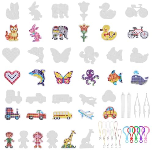 20 Stück Bügelperlen Platten mit Zubehör, Transparente 5mm Steckplatten Bügelperlen Vorlagen Set für Basteln und DIY, fördert Kreativität, Kreatives Geschenkidee für Mädchen und Jungs zum Geburtstag