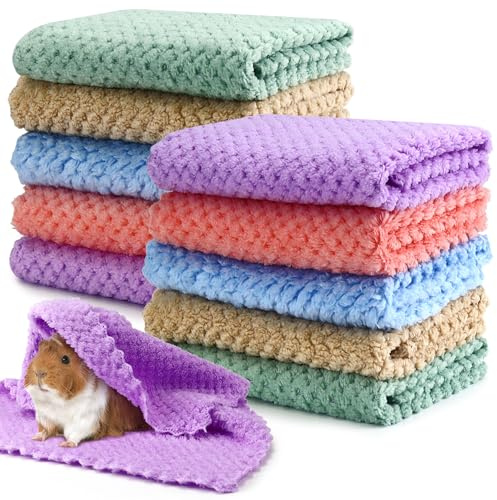 10 Stück Fleece-Decke für Meerschweinchen, 12 x 12 Zoll Meerschweinchen-Einstreu Wiederverwendbare Hamsterkäfig-Einlagen Waschbare Haustier-Pinkelunterlage für Igel, Hamster, Chinchilla, Frettchen