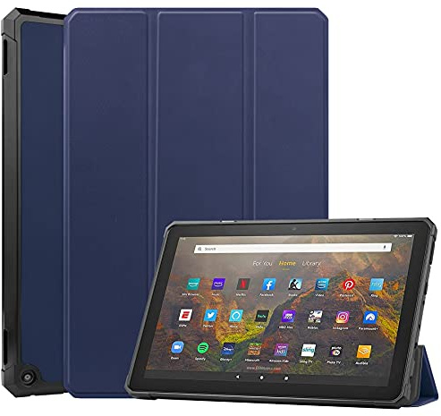 ADVDJBV Tablet-Hülle for Feuer HD10 Tablet-Fall-Abdeckung, Weich TPU. Schutzhülle mit Auto Wake/Sleep-Compatible with Fire Plus (2021)(Blue)