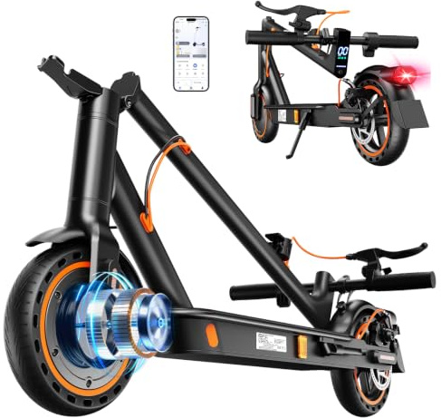 TODIMART E Scooter mit Straßenzulassung T-Serie, 30-35km Reichweite | 500W Spitzenleistung, mit App Bluetooth, Doppelbremssystem, IPX5 wasserdicht, Notlaufreifen, BMS