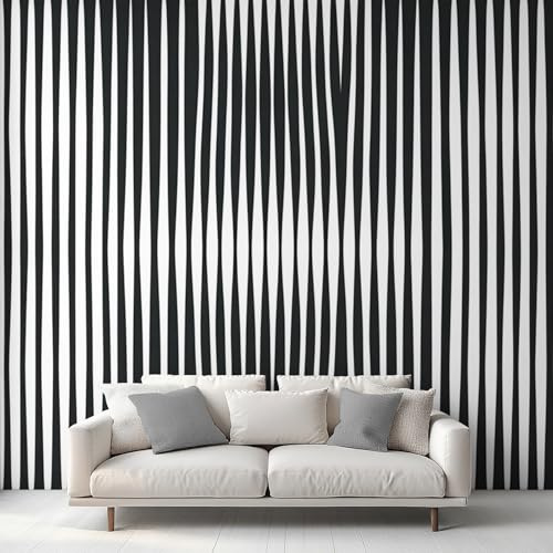 Generisch Tapete Schwarz Und Weiß Gestreifte Tapete Fototapete Streifen Tapeten Vliestapete, Wandtapete Schlafzimmer Mustertapete Wohnzimmer Wallpaper, Wand Deko 500 x 280 cm FY-NV
