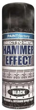 MSQUARE Hammer Effect Spray Paint, Textured Metallic Finish, Durable, Fast-Drying, Rust-Resistant, Interior and Exterior Use, Ideal for Metal, Wood & DIY Surfaces, Black, 400ml (Pack of 1)