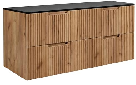 3E 3xE living.com Badezimmerschrank, Craft-Eiche/Schwarz, 120 (2 x 60) x 58,6 x 46 cm