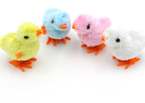 Juguete de Cuerda Pollito Saltarín, 12 Piezas de Felpa Abs | Pascua y Fiestas, Diseño Suave y Realista, Agarre Fácil, Mecanismo Manual Acción de Salto Color Aleatorio