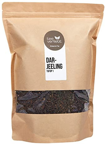 teeverliebt - Darjeeling Second Flush 1000 g I loser Darjeeling-Tee TGFOP1 aus Indien I vollmundige Sommerernte I Orange Pekoe Schwarzer Tee lose 1 kg