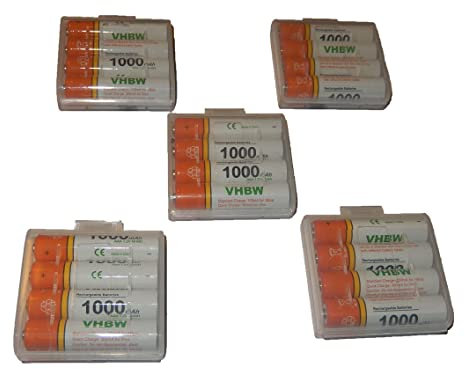 vhbw 20 x AAA, Micro, R3, HR03 Akku 1000mAh kompatibel mit Siemens Gigaset C100, C150, C2, C200, C250, C38H, C320, C325, C475, A420A, A420A Duo