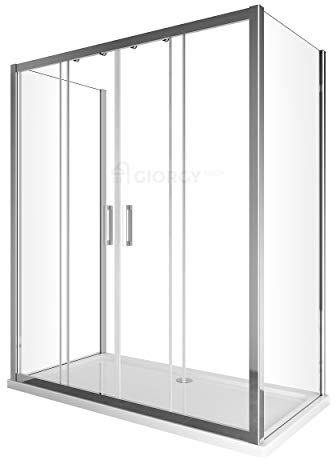 CAMBIO VASCA BOX DOCCIA 3 LATI CON PORTA SCORREVOLE 4 ANTE CENTRALE + 2 PARETI FISSE CRISTALLO TEMPERATO ANTI GOCCIA (4 ANTE SCORREVOLE 178-183, 2 PARETI FISSE DA 80)