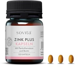 sovita Zink plus Kapseln | Wertvolles Zink und Biotin | 150 Kapseln | Nahrungsergänzungsmittel