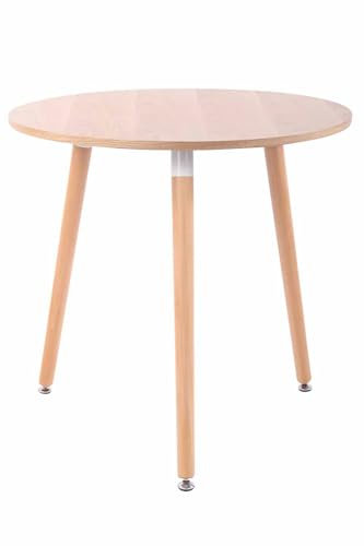 Table de Cuisine Design Retro Ansgar I Table d'Appoint Ronde avec 3 Pieds en Bois Diamètre 80 cm Hauteur de la Table 75 cm I Couleur, Couleur:Nature, Couleur du Cadre:Natura