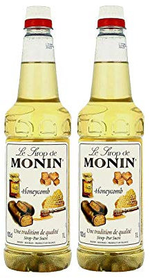 Monin Honeycomb Coffee & Cocktail Syrup Plastic Bottle 1 Litre (2 Bottles, No Pumps)