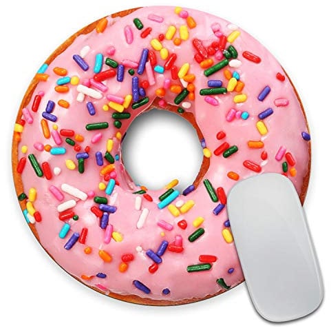 Wasach Giant Strawberry Donut with Sprinkles - Circle Mouse Pad - Mousepad - Funny - Coworker Present Teacher - Realistic Food - Desert - Doughnut