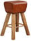 FineBuy Barhocker Turnbock 43x75x43 cm Mango Massivholz/Echtleder, Design Barstuhl Braun, Lederhocker ohne Lehne, Country Hocker Tresenstuhl