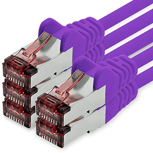 freiwerk Cable de red Cat.6 2m púrpura - 5 x Cable Ethernet Lankabel Cat6 Lan Cable de red Sftp Pimf Patch Cable 1000 Mbit s compatible con Cat5 Cat5e Cat6a Cat7 Cat8