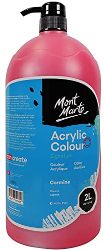 MONT MARTE Discovery School Acrylic, Carmine, 1/2 Gallon (2 Liter). Ideal for Students and Artists. Excellent Coverage and Fast Drying. Pump Lid Included.