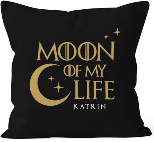 MoonWorks® Kissen-Bezug Liebe Moon of My Life oder My Sun and Stars personalisierbar eigene Namen Liebeserklärung Geschenk Freund/Freundin Schwarz Unisize