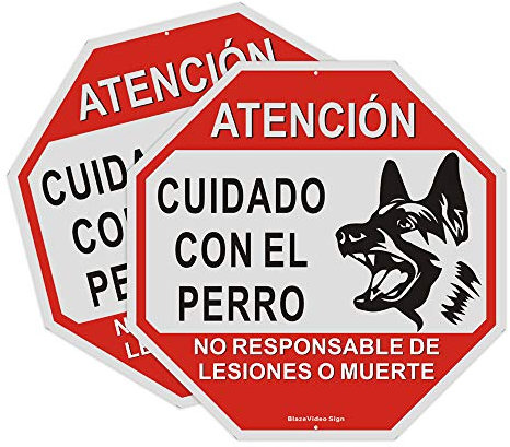 2pcs Cartel de Metal Señal de CUIDADO CON EL PERRO, 25 * 25cm