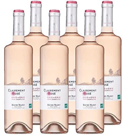Clairement Rosé de Roche Mazet - Vin de Cépages Grenache Gris - IGP Pays d’Oc - Lot de 6 bouteilles x 75 cl