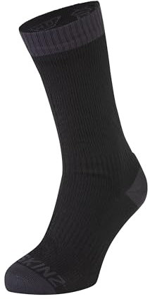 SealSkinz Waterproof Warm Weather Mid Length Sock Unisex Erwachsene, schwarz/grau, M