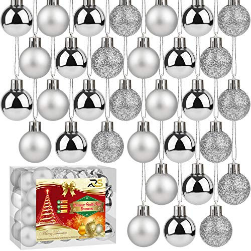 Ruisita 36 Pieces 30 mm Christmas Balls Decoration Shatterproof Christmas Tree Baubles Mini Christmas Hanging Ball for Holiday Wedding Party Decoration