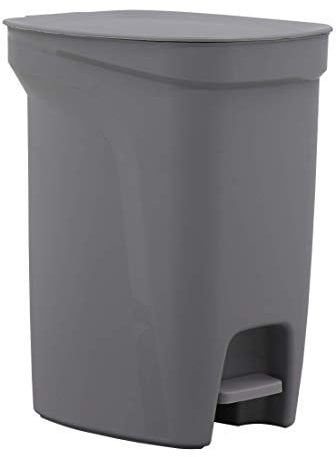 Tramontina 10 Litre Kitchen Bathroom Bedroom Rubbish and Waste Recycling Bin with Pedal and Lid, Plastic, 26 cm Length x 21 cm Width x 32.5 cm Height, Grey, 92852421