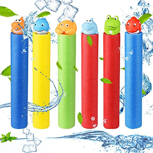 Herefun Wasserspritzpistolen, 6 Stück Schaum Wasserspritzpistole Spritzpistole Spielzeug, Pool Spielzeug, Wasserspielzeug Schießt Sommer Outdoor Spielzeug, Geschenk für Kinder