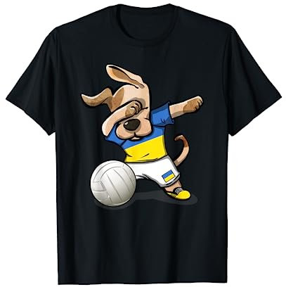 Tupfender Hund Ukraine Volleyball Ukrainische Flagge Sport T-Shirt