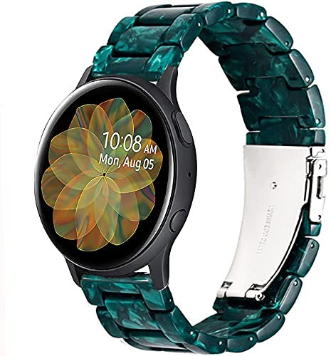 Miimall Correa de Resina Compatible con Samsung Galaxy Watch 5/5pro/4/4 Classic/3/Active 2, 20mm Ligera Pulsera con Hebilla de Metal, Correa de Repuesto para Samsung Galaxy Watch, Esmeralda