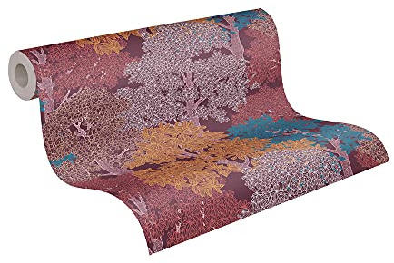 Architects Paper Waldtapete Floral Impression Tapete natürlich PVC-freie Vliestapete lila rot gelb grau matt glatt 377533 37753-3, 10.05 m x 0.53 m