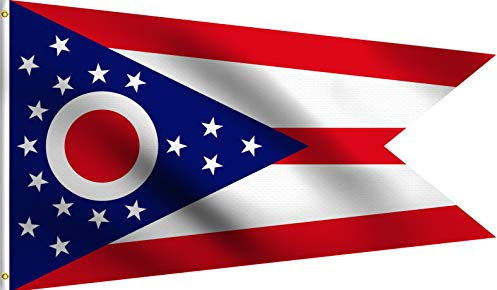 DMSE Flagge Ohio 17. Staat 1803, 60 x 90 cm, 100 % Polyester, 100D, UV-beständig, 60 x 90 cm