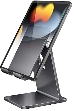 Maxonar Tablet Stand iPad Stand Adjustable Aluminium Alloy iPad Holder Table Desk Compatible with iPad 10/iPad9/iPad Air 4/5/M2 iPad Pro 2022/iPad Mini 6 Galaxy Tab S9 iPhone 15 Kindle Grey
