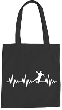 Herzschlag Handball Baumwolltasche - Ekg Handballer Handballspiel Sport Werfen Schwarz