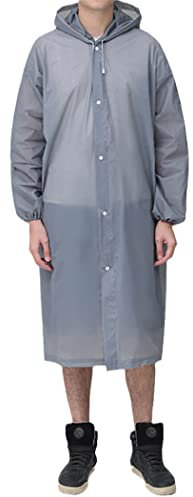 Wiederverwendbarer Regenmantel für Damen und Herren, Outdoor, Regenbekleidung, mattiert, verdickt, für Erwachsene, transparent, tragbare EVA-Kapuzen-Regenjacke