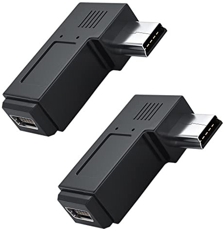 GELRHONR Rechtwinkliger Mini-USB-Adapter, 90-Grad-Mini-USB-5-poliger Stecker auf Buchse, Verlängerungsadapter, Datenübertragungsanschluss für Telefon-Dashcam, Auto-Navigationssystem, 2 Stück