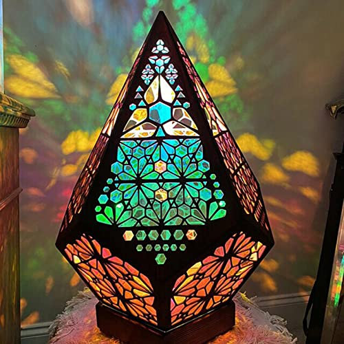 Turco Marocchino Arabo Orientale Boemia Mosaico In Legno Colorato Lampada Da Tavolo Lampade Decorazione Della Casa Colorata, Lampada A Proiezione 3D Colorata Piantana Lampada Decorativa