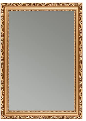 CLAMARO 'KARL' Antik Wandspiegel 75x135 cm mit Rahmen | Bronze | Shabby Chic Vintage Barock Spiegel mit Holzrahmen | Barockspiegel inkl. Metall Aufhänger und Montagematerial