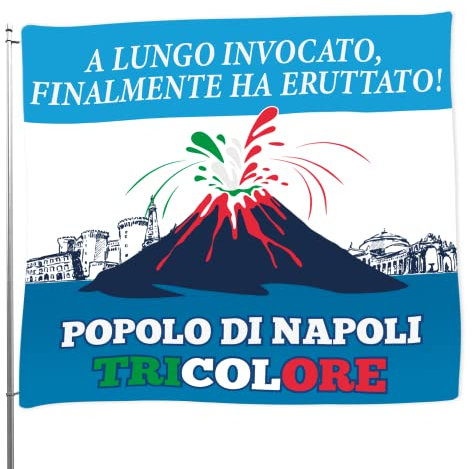 MAGNATEVE 'O LIMONE Flagge Volk von Neapel 2023 Original - Flagge 60 x 60 cm Vesuv ausbricht - Gadget Geschenkidee Fanartikel Fußball Original - Lustige Geschenke für Fans