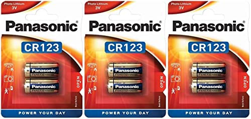 Set 3 blister x2 batterie al litio CR123A / CR17345 Original Panas.