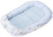 Medi Partners Babynest Nestchen für Neugeborene - 100x60x15 Babynestchen Baby zweiseitg Nest Bett 100% Baumwolle Minky Kuschelnest tragbar (Hirsch und Igel mit Hellblau Minky)