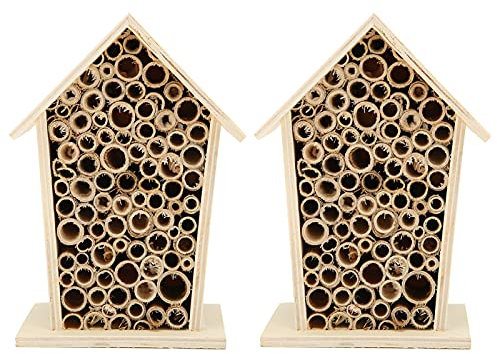 2 Stück Holz-Insektenhotels, Insektenhaus Mit Aussicht Im Freien, Bienenhotel Mit Sichtfenster, Naturholz-Insektenhotel-Unterschlupf, Garten-Nistkasten, Für Bienen, Schmetterlinge, Marienkäfer, Gesche
