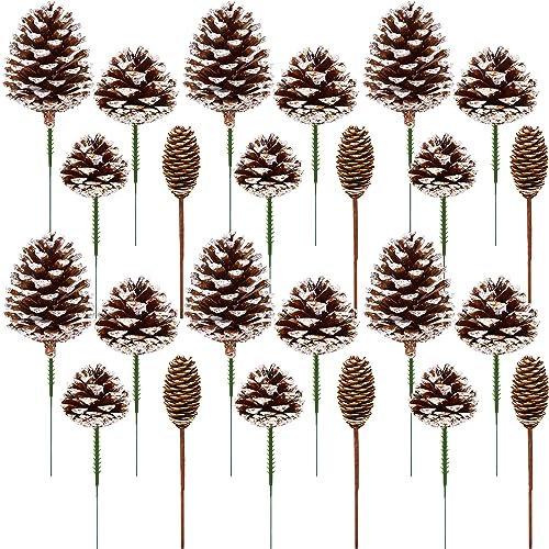Fovths 42 Stück natürliche Weihnachts-Tannenzapfen, verschiedene Größen, 4,1–10,2 cm, winzige Tannenzapfen mit Draht, rustikale Tannenzapfen, Groß-Ornamente für Weihnachtsbaum, Zuhause, Party,
