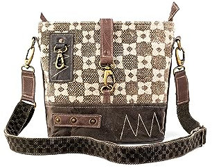 3B – Messenger und Schultertasche | Upcycling-Vintage Canvas & Leder | mit 2 verschiedenen Riemen, Braun