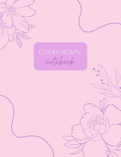 COMPOSITION Notebook: Dot grid, minimalist, Aesthetic Botanical, Cute Boho style ,Pastel pink color(8.5 x 11 inch | 110 Pages) For School, University, Work and Everyday Use