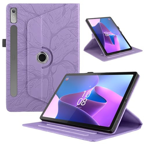 TEDTIKJT Tablet Cover per Lenovo Tab P11 Pro 2nd Gen 11.2 2022 TB138/ TB132 Custodia Pelle PU 360°Multi Angolo Supporto Funzione Ruotabile Flip Protettiva Custodia, Albero Viola
